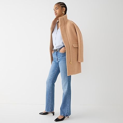 J.Crew: New Cocoon Coat In Italian Stadium-cloth Wool For Women Classic Long Coat With Button Closure, Classic Cotton Single-breasted Outerwear, Cocoon Coat Outfit, Jcrew Wool Coat, Wool Single Breasted Button-up Outerwear, J Crew Cocoon Coat, J Crew Coat, Cocoon Coat, Coat Outfits