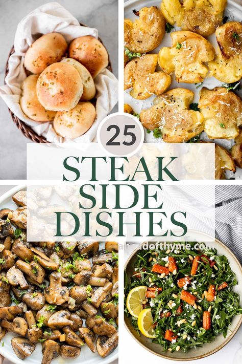 Steak Tip Dinner Sides, Dinner Ideas Steak And Potatoes, Best Grilling Side Dishes, Side Dish Recipes For Steak, Steak Side Vegetables, Steak Serving Ideas, Steak Dinner Recipes Sides, Salad Recipes For Steak Dinner, Vegetable With Steak