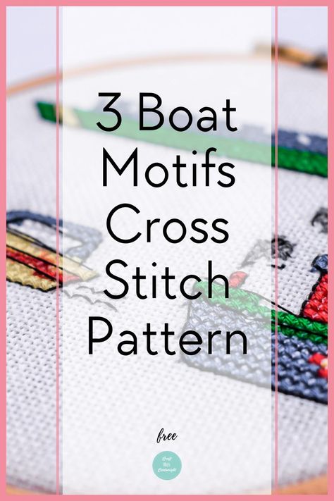 A steam boat tug, a barge and a speedy yacht all sail across the fabric in this cute busy seas design. Fisherman Cross Stitch Pattern, Fishing Cross Stitch, Ship Cross Stitch Pattern, Cross Stitch Boat Patterns, Cross Stitch Sailboat, Boat Cross Stitch, Cross Stitch Pattern Free, Boys Hat, Small Fishing Boats