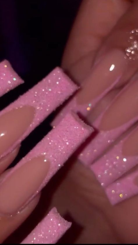 Pink French Tip Nails Acrylics Sparkle, Cute Acrylic Pink Nails, 21 Birthday Nails Acrylic Long, Pink Sparkle Nails Acrylic Glitter French Tips, Pink Glitter Powder Nails, Pink Glam Acrylic Nails, Pink Glitter Coffin Acrylic Nails, Pretty Pink Nails Acrylic Glitter, 50 Shades Of Pink Nails