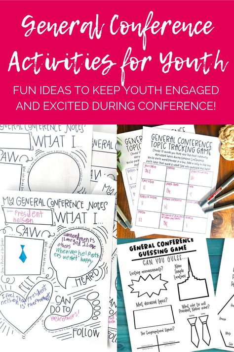 General Conference Young Women, Lds Conference Activities, General Conference Activities For Kids, Activities For Youth, General Conference Notebook, General Conference Printable, Lds General Conference Activities, General Conference Notes, General Conference Packets