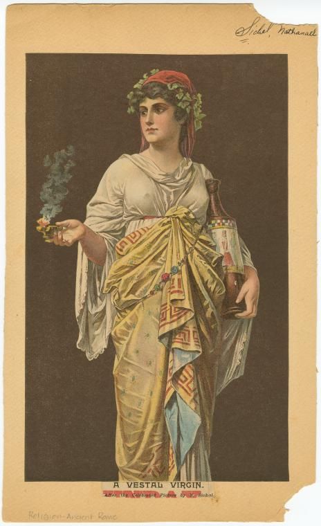 A Vestal Virgin, by Nathaniel Sichel (1843-1907), [Public Domain] via Creative Commons and the NYPL Collections Vestal Virgins Aesthetic, Vestal Virgin, Penguin Classics, History Pictures, Creative Commons, Ancient Romans, Ancient Rome, Kawaii Art, Ancient Greece