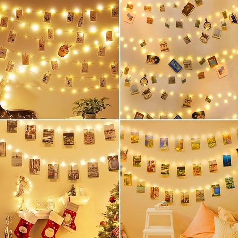 50 LED Photo Clip String Lights with Timer, 5M Photo Peg Fairy Lights with 30 Clips Battery Powered Hanging String Photo Frame Light for Bedroom Birthday Wedding Party Decor (Warm White) [Energy Class E] Photo Clip String Lights, Photo String, Bedroom Birthday, Birthday Presents For Girls, Fairy Lights Bedroom, Photo Wall Decor, Wall Decor Lights, Clip Lights, Indoor String Lights