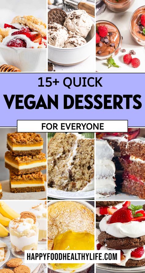 Are you in need of some scrumptious vegan desserts that are simple to make and sure to please a crowd? Look no further! These quick and easy vegan dessert recipes will satisfy your sweet cravings in no time. From indulgent treats perfect for a summer day to delightful options for kids, these yummy vegan dessert ideas are a must-try. Impress your family and friends with these best vegan dessert recipes that are not only delicious but also cruelty-free. Easy Vegan Sweet Treats, Homemade Vegan Dessert, Healthy Vegan Baking Recipes, Vegan Cakes Easy, Vegetarian Desserts Easy, Vegan Party Desserts Easy, Quick Easy Dairy Free Dessert, Quick Vegan Dessert Recipes, Vegetarian Deserts