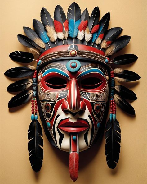 Ceremonial tribal mask #ilikeiwantilove #ai #aiart #nativeamerican #nativeart #mask @nightcafestudio Beautiful Mask Design, Aesthetic Mask Design, Masks Illustration, Indian Mask, African Masks Art, African Mask, Aesthetic Mask, Paper Mache Art Sculpture, Aztec Mask