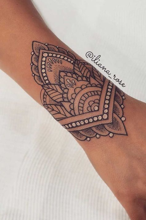 Forearm Mandala Tattoo, Different Tattoo Styles, Mandala Arm Tattoos, Mandala Tattoos For Women, Inner Wrist Tattoos, Mandala Wrist Tattoo, Wrist Band Tattoo, Wrist Tattoo Cover Up, Cuff Tattoo