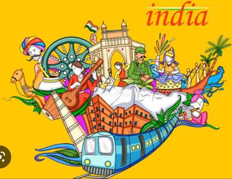 Cultural Diversity Of India Drawing, Developing India Poster, National Integration Drawings, Cultural Heritage Poster, Indian Heritage Drawing, Environmentalist Art, Incredible India Posters, Cultural Heritage Of India, Office Safety