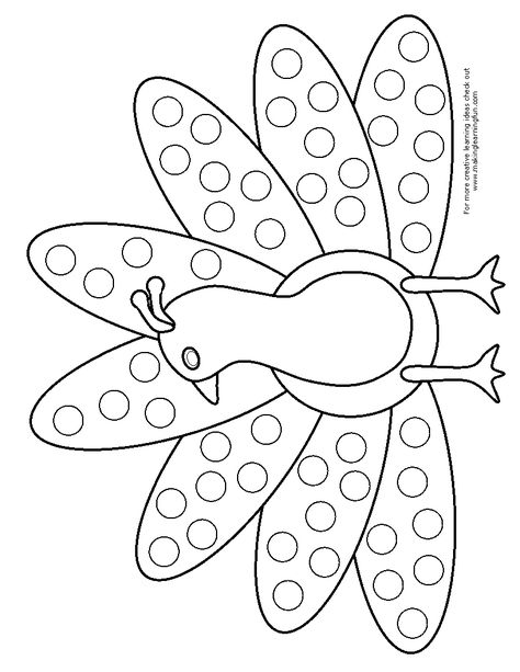 Turkey do a dot art coloring page Do A Dot Art, Dot Marker Printables, Printables Ideas, Dot Marker Activities, Kindergarten Art Projects, Dots Free, Dot Worksheets, Learning Printables, Do A Dot