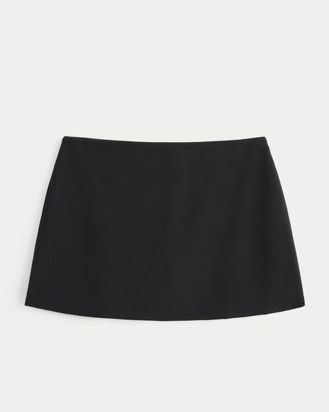 Women's Mid-Rise Ponte Mini Skort | Women's Bottoms | HollisterCo.com Black Skort Outfit, Black Skirt Casual, Black Mini Skirt Outfit, Skort Outfit, Concert Fit, 2024 Wishlist, Black Skort, Bachelorette Outfits, Online Closet