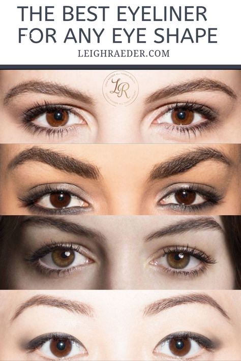 The Best Eyeliner For Every Eye Shape via @leighraeder Downward Eyes Eyeliner, Eyeliner For Round Eyes Shape, Almond Eye Shape Makeup, Best Eyeliner For Eye Shape, Type Of Eyeliner For Eye Shape, Eyeliner For Different Eye Shapes, Graduation Preparation, Eyeliner Round Eyes, Eyeliner For Eye Shape