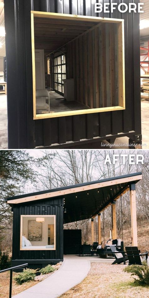 Design Case Mici, Gorgeous Patio, Tiny Container House, Rustic Barndominium, Shipping Container Home Designs, Shipping Container House Plans, Shipping Container Home, Building A Container Home, Bathroom Gadgets