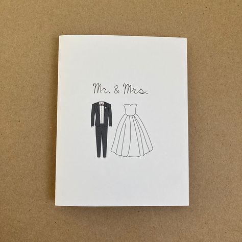 Mr & Mrs Wedding Cards Handmade, Wedding Card Handmade Ideas, Wedding Gift Card Design, Wedding Diy Cards, Wedding Congratulations Card Diy, Wedding Card Homemade, Wedding Card Painting, Hand Drawn Wedding Cards, Diy Bridal Shower Card