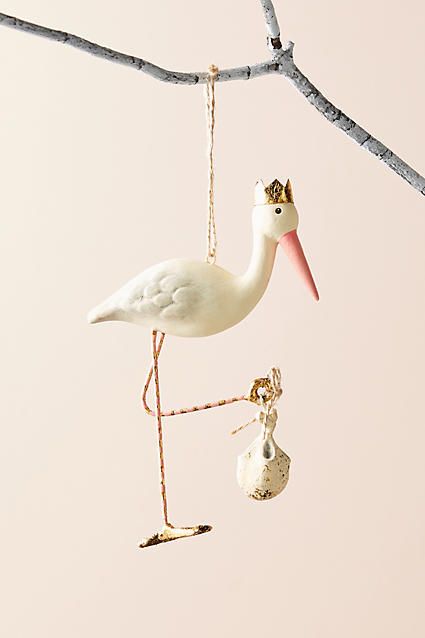 Anthropologie Stork Ornament #anthropologie #stork #ornament #baby #pregnant #pregnancyannouncement Homemade Holiday Gifts, Vinyl Frames, Pregnancy Announcement Cards, Birth Announcement Girl, Baby Ornaments, Boho Baby Shower, First Christmas Ornament, Boho Baby, Baby Outfits