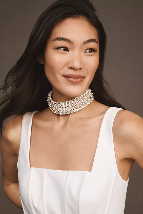 Bride Accessories | Anthropologie Pearl Collar, Anthropologie Wedding, Chic Party, Bride Accessories, Pearl Choker Necklace, Pearl Wedding, Pearl Choker, 50 Fashion, Party Looks