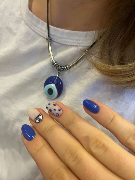 evileyenails evileye nazarboncugu nazar tırnak nailsofinstagram nails bluenailart nailart nailsdesign Turkish Nails, Blue Eye Nails, Mediterranean Nails, Greece Inspired Nails, Evil Eye Nail Art, Nail Art Bleu, Cream Nail Art, Glitter Gradient Nails, Evil Eye Nails