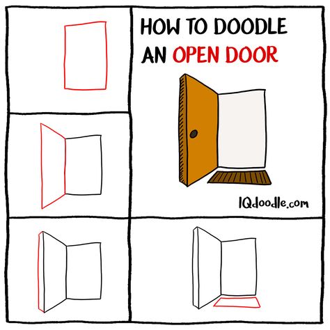 How to Doodle an Open Door Door Doodle Art, Open Door Drawing Sketch, Door Opening Drawing, Open Door Painting, Open Door Drawing, Door Doodle, Deer Drawings, Door Sketch, Draw Objects