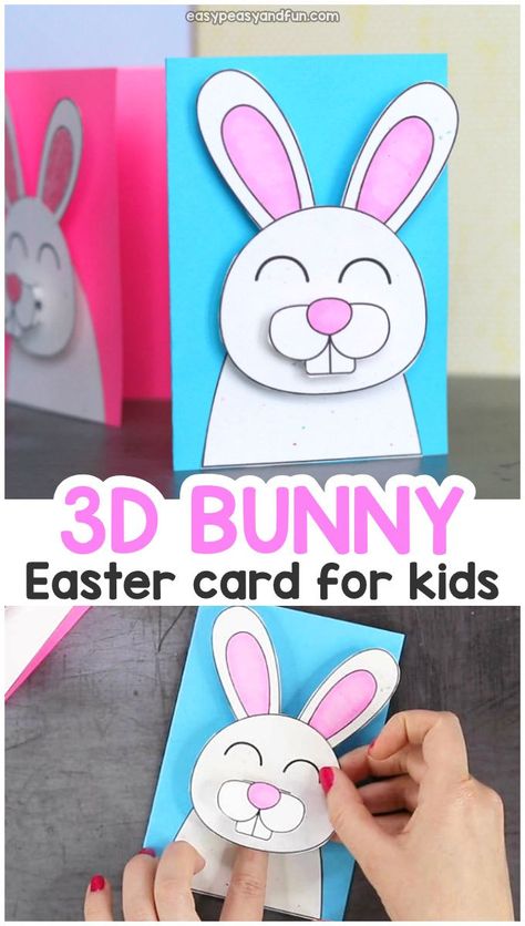 Super cute Easter bunny card idea. Easter craft for kids. Diy Osterschmuck, Easter Paper Crafts, Fun Easter Crafts, Easy Easter Crafts, Easter Bunny Crafts, Easter Egg Crafts, Cute Easter Bunny, Easter Art, Bunny Crafts