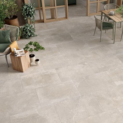 Outdoor Tiles. Ideal for Gardens & Outside Spaces – Porcelain Superstore Patio Materials, Spanish Patio, Rustic Outdoor Spaces, Outdoor Tile Patio, Outside Tiles, Porcelain Superstore, Terrace Tiles, Neutral Stone, Outdoor Tile