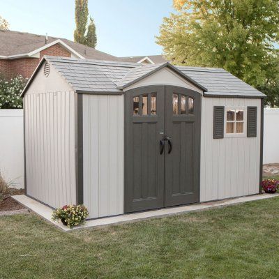 Lifetime 12.5' x 8' Outdoor Storage Shed Plastic Storage Sheds, Outdoor Storage Shed, Resin Storage, Plastic Sheds, We Shed, Shed Kits, Storage Sheds, Backyard Sheds, Outdoor Sheds