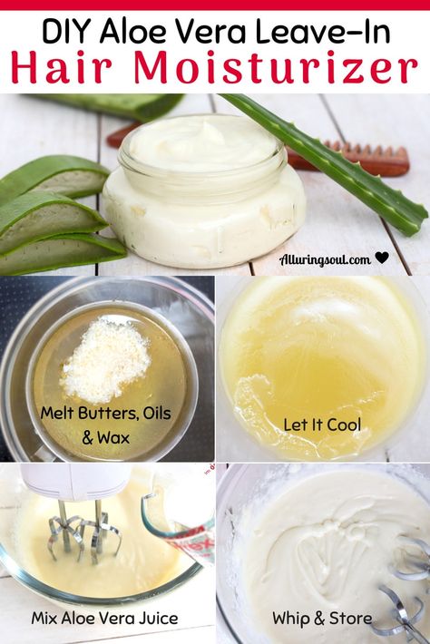 aloe vera leave-in hair moisturizer Hair Moisturizer, Natural Hair Moisturizer, Best Natural Hair Products, Natural Hair Diy, Diy Shampoo, Homemade Hair Products, Diy Hair Care, Hair Remedies, Hair Food