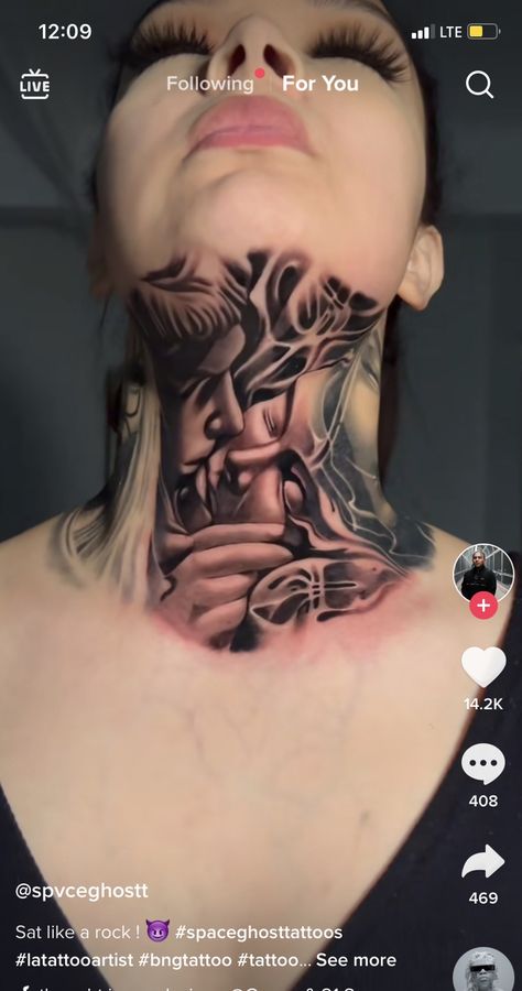 Mexican Neck Tattoo, Filigree Throat Tattoo, Chicana Neck Tattoo, Hustle Neck Tattoo, Portrait Neck Tattoo, Moneybag Tattoos On Neck, Trippy Neck Tattoos, Organic Tattoo, Candle Tattoo