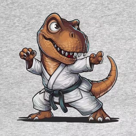 Funny Karatesaurus Karate Boy Dinosaur TRex Fighter Lover - Dinosaur - T-Shirt | TeePublic Karate Cartoon, Bjj Animals, Karate Illustration Art, Skateboarding Dinosaur, Karate Boy, Karate T Shirt Design, Sport Man, Taekwondo, Karate