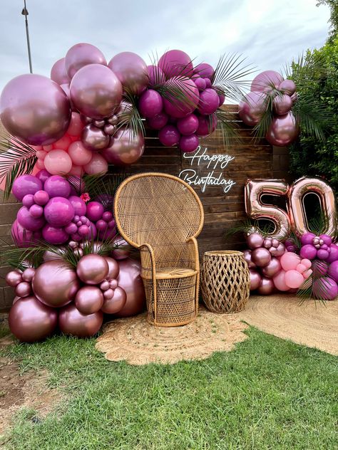 50 Birthday Balloons Decoration, 50th Birthday Celebration Ideas, Pink Birthday Theme, 50th Birthday Balloons, Yuma Arizona, Girl Birthday Themes, Birthday Balloon Decorations, Happy 50th Birthday