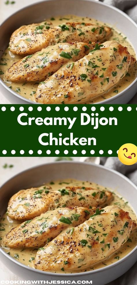 Looking for a flavorful dinner idea? This Creamy Dijon Chicken is a delightful blend of savory mustard and tender chicken, making it a crowd-pleasing family dinner that’s ready in no time. Easy Chicken Crockpot Recipes Healthy, Crockpot Recipes Healthy Chicken, Fun Chicken Dinner Ideas, Dijon Chicken Breast, Tender Chicken Breast Recipes, Creamy Dijon Chicken, Juicy Chicken Breast Recipes, Dijon Mustard Chicken, Dijon Chicken Recipes