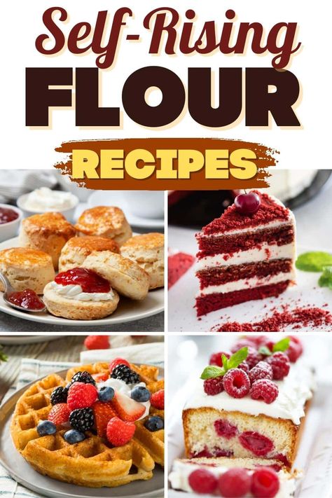 Try these self-rising flour recipes to save yourself time and effort! From bread to cakes to cookies and biscuits, self-rising flour is your new best friend in the kitchen. Cake Recipe Using Self Rising Flour, Recipes Using Self Rising Flour, Quick Blueberry Muffins, Self Rising Flour Recipes, Bisquick Recipe, Iced Oatmeal Cookies, Fluffy Cinnamon Rolls, Flours Banana Bread, Bigger Bolder Baking