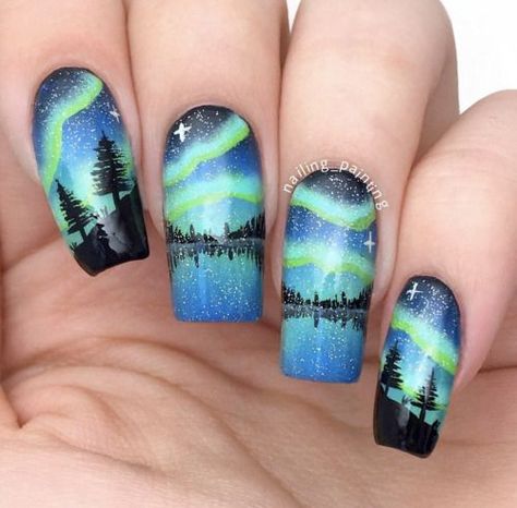 Paint Aurora Borealis, Aurora Nails, Art Designs Ideas, Nail Art For Beginners, Light Nails, Galaxy Nails, Gel Nail Designs, Luxury Nails, Unique Nails