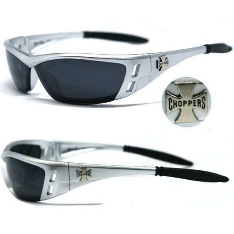 You are bidding on a pair shown above Choppers Sunglasses Color of the Frame: Silver Color of the Lens: Black      Description: This is a Choppers Sunglasses, which looks like the one you have seen in most shopping malls but cost way too little. It is because we specialize in eyewear import and wholesale trading.  We can sell our sunglasses directly to retailer without a Middleman. Therefore, you can take advantage of low Starting Bid and low Buy It Now Price. You must be amazed by the High Qual 2000s Sunglasses, Glasses For Round Faces, Black Mirror Frame, Luxury Glasses, Y2k Sunglasses, Biker Men, Uv400 Sunglasses, Silver Sunglasses, Uv Sunglasses