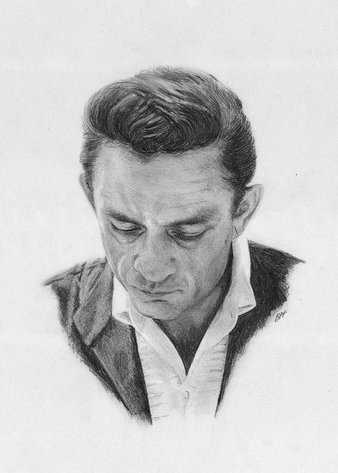 Cash Drawing, Johnny Cash Tattoo, Johnny Cash Art, Country Music Art, Blues Music Poster, Johnny Cash Museum, Traditional Tattoo Drawings, I Walk The Line, Musician Portraits