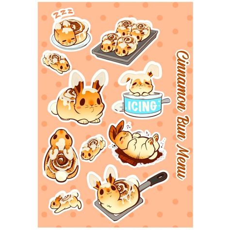 Alex Miller on Instagram: “ORDER UP! Fresh, warm, and fluffy Cinnamon Buns are hopping out of the oven! 💖🐰 Get this new vinyl sticker sheet of these sweet buns on my…” 귀여운 음식 그림, Arte Do Kawaii, Cute Food Drawings, Cute Food Art, Cute Animal Drawings Kawaii, Cute Doodles Drawings, Cute Kawaii Drawings, Cute Doodle Art, Kawaii Animals