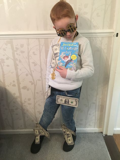 David Walliams - Billionaire Boy #worldbookday David Walliams Book Day Costumes, Boys Book Character Costumes, Costume Ideas For Boys, World Book Day Costume Ideas, Childrens Book Character Costumes, David Walliams Books, World Book Day Costume, Book Characters Dress Up, World Book Day Ideas