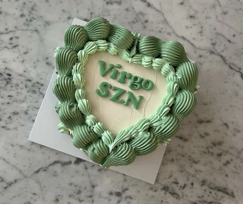 Birthday Cake For Virgo, Taurus Cake Ideas Aesthetic, Virgo Szn Cake, Green Bday Cake Aesthetic, Virgo Heart Cake, Cute But Virgo Cake, Virgo Baby Cake, Virgo Cake Ideas, Virgo Birthday Cake