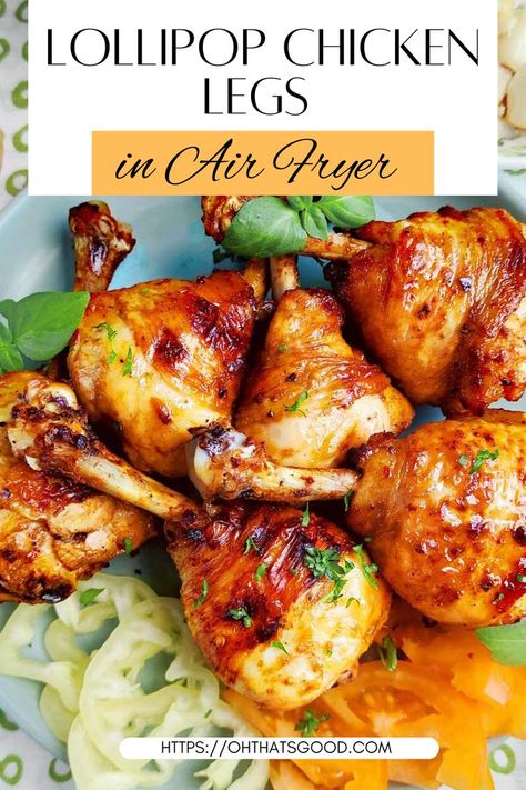 Crispy brown chicken wings. Air Fryer Chicken Lollipops, Chicken Lollipops Recipe Air Fryer, Lollipop Chicken Drumsticks Oven, Lollipop Chicken Drumsticks Air Fryer, Chicken Leg Lollipops, Crispy Drumsticks, Roast Chicken Legs Recipe, Chicken Legs In Air Fryer, Lollipop Chicken