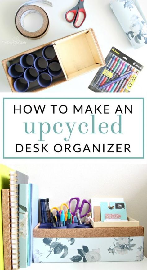 16 Expensive Looking Recycled Organizing Ideas That Cost Absolutely Nothing Diy Pen Organizer, Diy Organizing Ideas, Diy Organization Hacks, Recycle Organization, Upcycle Desk, Desk Clear, Diy Organizing, Pen Organizer, Desk Organization Diy