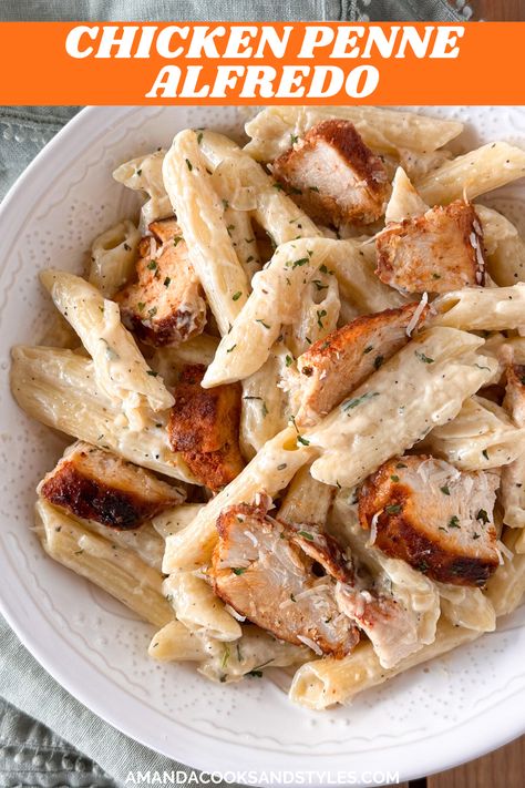 Chicken Alfredo Penne Pasta, Blackened Chicken Fettuccine Alfredo, Chicken Penne Alfredo, Blackened Chicken Pasta, Blackened Chicken Alfredo, Muscle Meals, Easy Cheap Recipes, Chicken Alfredo Recipe, Alfredo Recipes