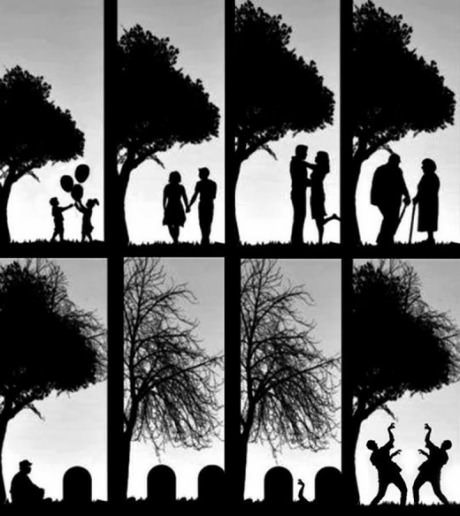 Zombie love Zombie Land, The Giving Tree, Cycle Of Life, Foto Art, Circle Of Life, Zombie Apocalypse, 그림 그리기, Bones Funny, A Tree