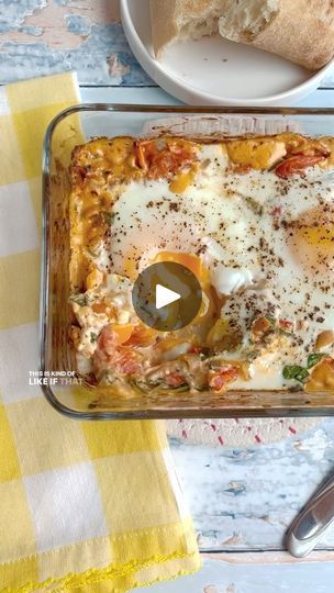 105 reactions · 29 shares | Cooking for One: Episode6️⃣2️⃣-Baked Feta Eggs! Imagine if that #viral baked feta pasta and shakshuka had a baby…this would be it. What started out as a fridge clean out meal one day long long ago has turned into one of my favs!🍳

· ½ cup grape tomatoes
· 1 mini bell pepper, diced
· 1 shallot, sliced
· 1 clove garlic, minced
· 1 tbsp olive oil
· ¼ tsp Greek seasoning
· Salt, pepper, and red chili flakes, to taste
· 2 oz block feta cheese
· ¼ cup baby spinach, chopped
· 2 eggs, room temp (let these sit out while you roast the veggies/feta)
· Toasted baguette, for serving

1.Preheat oven to 400 degrees. Add tomatoes, bell pepper, shallot, garlic, olive oil, Greek seasoning, and a pinch of salt, pepper, and red chili flakes to a small baking dish (I use a 3 cup 7x Feta Eggs, Toasted Baguette, Baked Feta Pasta, Baked Feta, Greek Seasoning, Crowd Pleasing Recipes, Feta Pasta, Easy Eat, Garlic Olive Oil