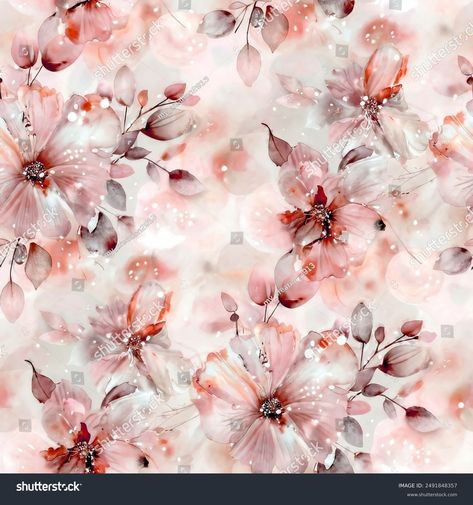 Beautiful Watercolor Flower Seamless Pattern Stock Illustration 2491848357 | Shutterstock Floral Allover Pattern, Flower Allover Pattern, Allover Design Pattern, Flower Allover, Flower Seamless Pattern, Deco Wallpaper, Allover Design, Abstract Flower Art, Allover Pattern