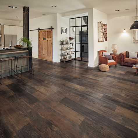 Dark Brown Floor, Living Room Wood Floor, Barn Siding, Karndean Flooring, Walnut Floors, Lvt Flooring, Dark Floors, Brown Floors, Dark Wood Floors