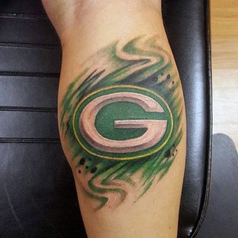 Packers Tattoo Ideas, Ds Tattoos, Packers Tattoo, Nfl Tattoo, Green Bay Packers Tattoo, Irish Tattoos, Fan Tattoo, Green Bay Packers Fans, Watercolor Green