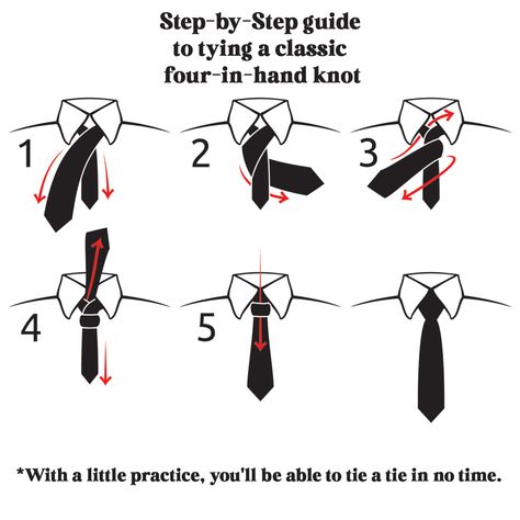 Tying a tie may seem intimidating, but with a little practice, it's a skill that anyone can master. Here's a step-by-step guide to tying a classic four-in-hand knot: 1. Start with the wide end of the tie on your right side, and the narrow end on your left. The wide end should be about 12 inches lower than the narrow end. 2. Cross the wide end over the narrow end, then bring it behind and up through the neck loop. Tying A Tie, Four In Hand Knot, No Tie Shoe, Bring It Back, Tuxedos, Shoe Lace, Bring It, Tie Shoes, Step Guide