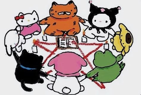 Cat Gif Banner, Silly Cat Gif, Garfield Images, Cartoon Cats, Goofy Drawing, Arte Punk, Kitty Drawing, Hello Kitty Drawing, Hello Kitty Art