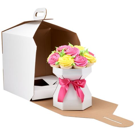 Cupcake Bouquet | Cake Box | DecoPac Cupcake Bouquet Box, Cupcakes Flores, Cake Bouquet, Carrying Boxes, Bouquet Box, Bouquet Delivery, Pull Apart Cupcakes, Cupcake Boxes, Creative Box