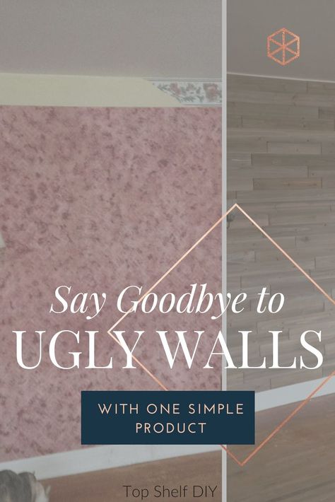 Easy Plank, Cheap Paneling, Cheap Wall Covering, Ugly Wallpaper, Temporary Wall Covering, Bathroom Wall Coverings, Ugly Kitchen, Fabric Covered Walls, Laminate Wall