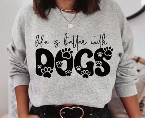 Life is better with dogs crewneck sweater Unisex Outfits, Dog Lover Sweatshirt, My Shadow, Lover Sweatshirt, Dog Sweatshirt, Dog Lover Shirt, Dog T Shirt, Personalized Dog, Long Sleeve Sweatshirt