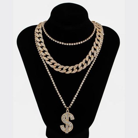 Click visit for more info | #vvs #vvsjewelry #jewelry #fashion #hiphop #chains #icedout #goldchains #icedoutjewelry #miami Hip Hop Bling, Dollar Sign, Layered Chains, Hip Hop Jewelry, Cuban Link Chain, Small Pendant, Pendant Design, Bling Bling, Diamond Studs