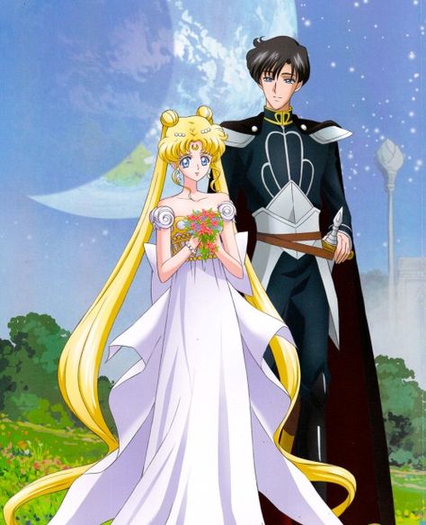 Princess Serenity and Prince Endymion (CRYSTAL) Serena Sailor Moon, Darien Sailor Moon, Sailor Moon Wedding, Sailor Moon Background, Princesa Serenity, Sailer Moon, Moon Kingdom, Sailor Princess, Arte Sailor Moon